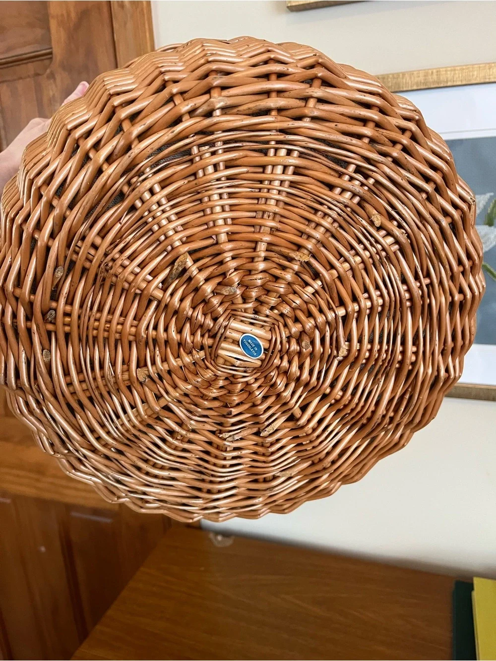 Wicker Picnic Basket with Floral Liner - Natural and Pink
